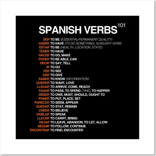 Spanish Verbs 101 - Spanish Language Posters and Art